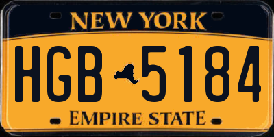 NY license plate HGB5184