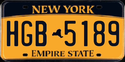 NY license plate HGB5189