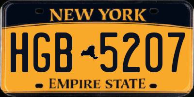 NY license plate HGB5207