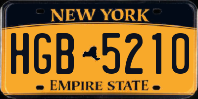 NY license plate HGB5210