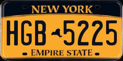 NY license plate HGB5225