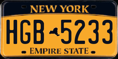 NY license plate HGB5233