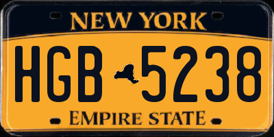 NY license plate HGB5238