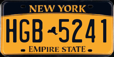 NY license plate HGB5241