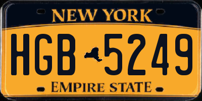 NY license plate HGB5249
