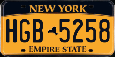 NY license plate HGB5258