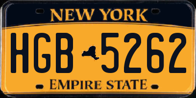 NY license plate HGB5262