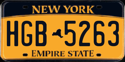 NY license plate HGB5263