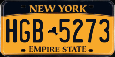 NY license plate HGB5273