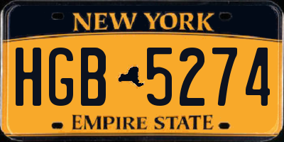 NY license plate HGB5274