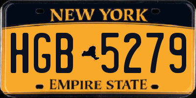 NY license plate HGB5279