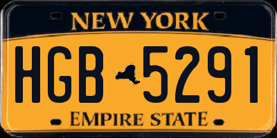 NY license plate HGB5291