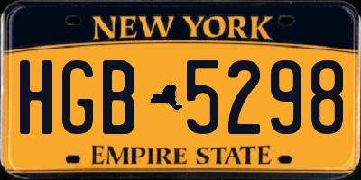 NY license plate HGB5298