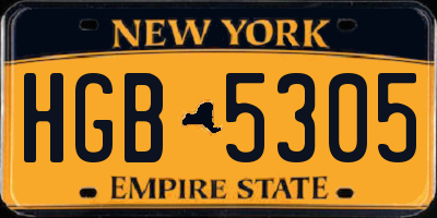 NY license plate HGB5305