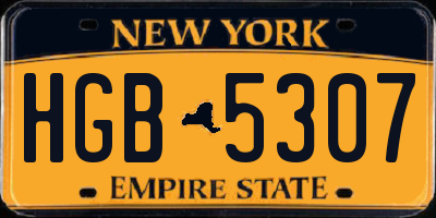 NY license plate HGB5307