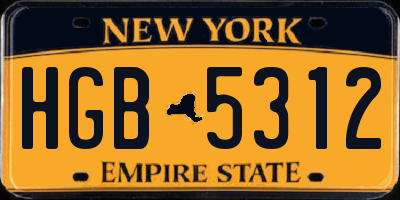 NY license plate HGB5312