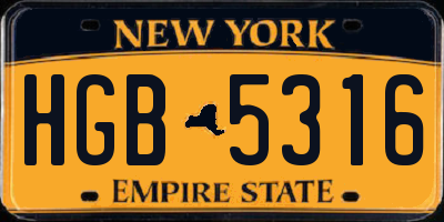 NY license plate HGB5316