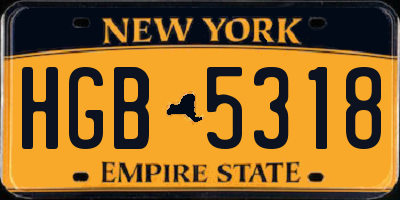 NY license plate HGB5318