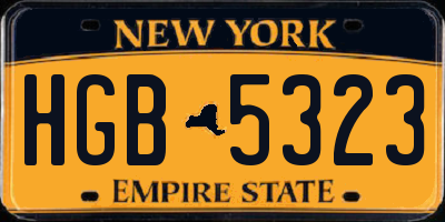 NY license plate HGB5323