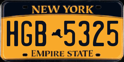 NY license plate HGB5325