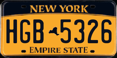 NY license plate HGB5326