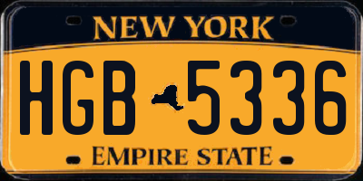NY license plate HGB5336