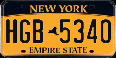 NY license plate HGB5340