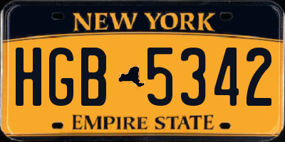 NY license plate HGB5342