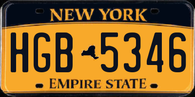 NY license plate HGB5346