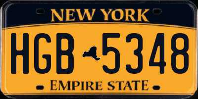 NY license plate HGB5348