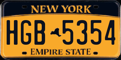 NY license plate HGB5354
