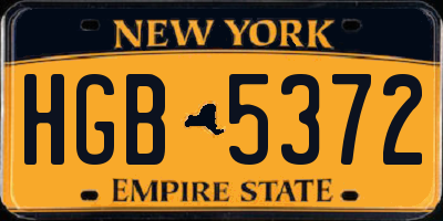 NY license plate HGB5372