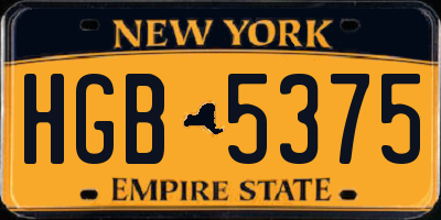 NY license plate HGB5375