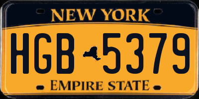 NY license plate HGB5379