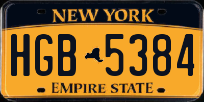 NY license plate HGB5384