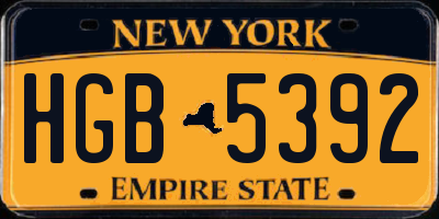 NY license plate HGB5392