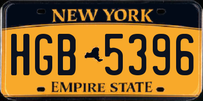 NY license plate HGB5396