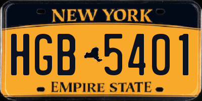 NY license plate HGB5401