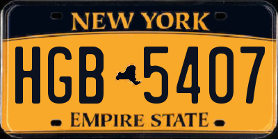 NY license plate HGB5407