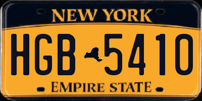 NY license plate HGB5410