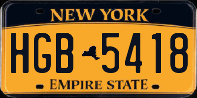 NY license plate HGB5418