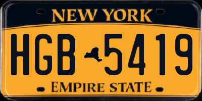 NY license plate HGB5419