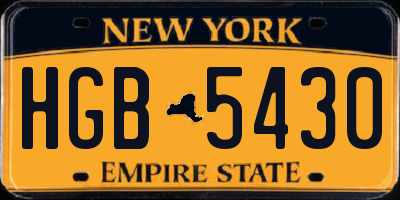 NY license plate HGB5430