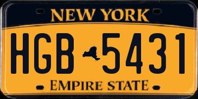 NY license plate HGB5431