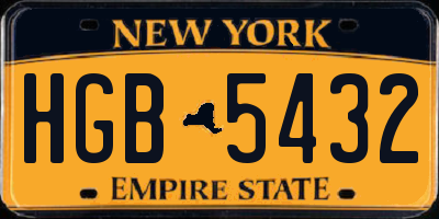 NY license plate HGB5432