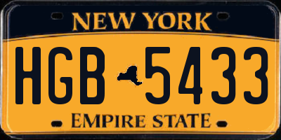 NY license plate HGB5433
