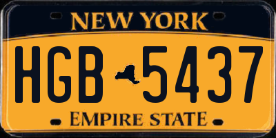 NY license plate HGB5437