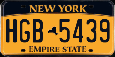 NY license plate HGB5439