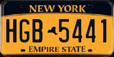 NY license plate HGB5441