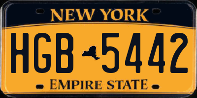 NY license plate HGB5442